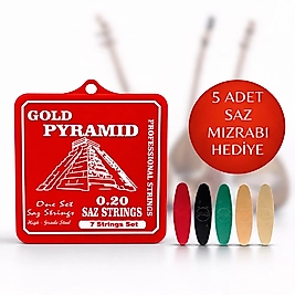 0.20 Uzun Sap Pyramid Saz Teli  5 Adet Saz Mızrabı Hediye