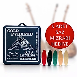 0.18 Kısa Sap Pyramid Saz Teli  5 Adet Saz Mızrabı Hediye