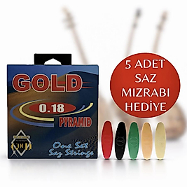 0.18 Kısa Sap Pyramid Saz Teli  5 Adet Saz Mızrabı Hediye