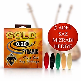 0.20 Uzun Sap Pyramid Saz Teli  5 Adet Saz Mızrabı Hediye