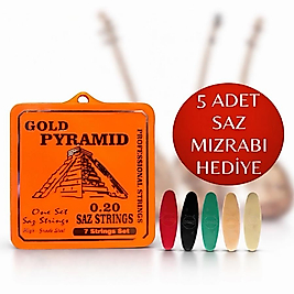 0.20 Uzun Sap Pyramid Saz Teli  5 Adet Saz Mızrabı Hediye