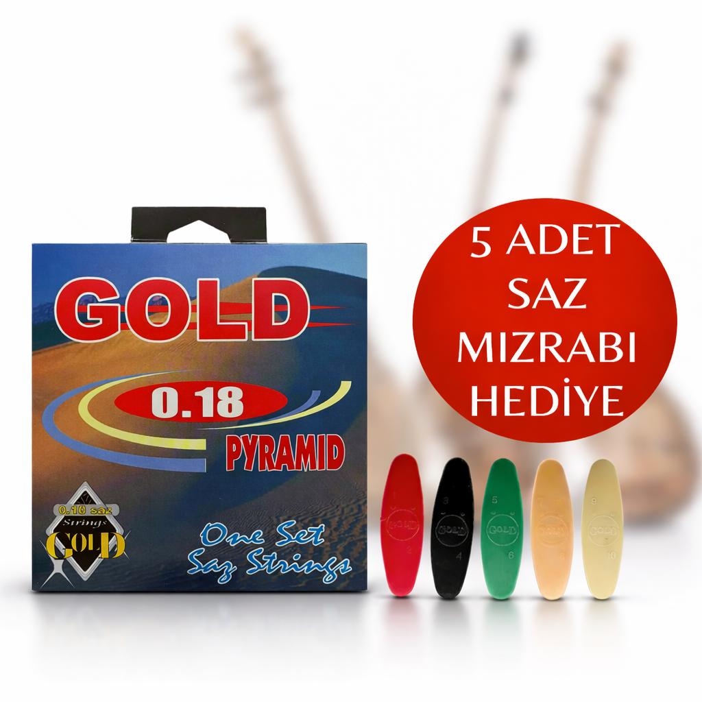 0.18 Kısa Sap Pyramıd Saz Teli  5 Adet Saz Mızrabı Hediye