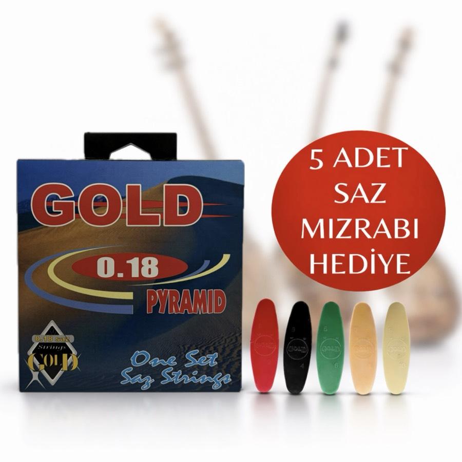 0.18 Kısa Sap Pyramid Saz Teli  5 Adet Saz Mızrabı Hediye