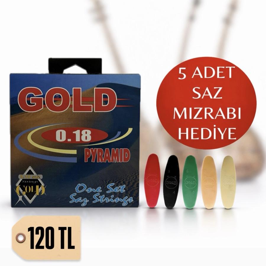 0.18 Kısa Sap Pyramid Saz Teli  5 Adet Saz Mızrabı Hediye