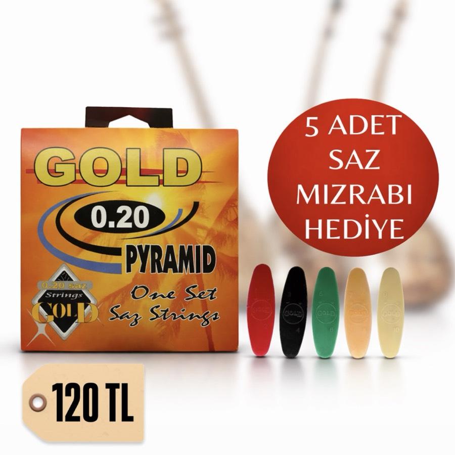 0.20 Uzun Sap Pyramid Saz Teli  5 Adet Saz Mızrabı Hediye