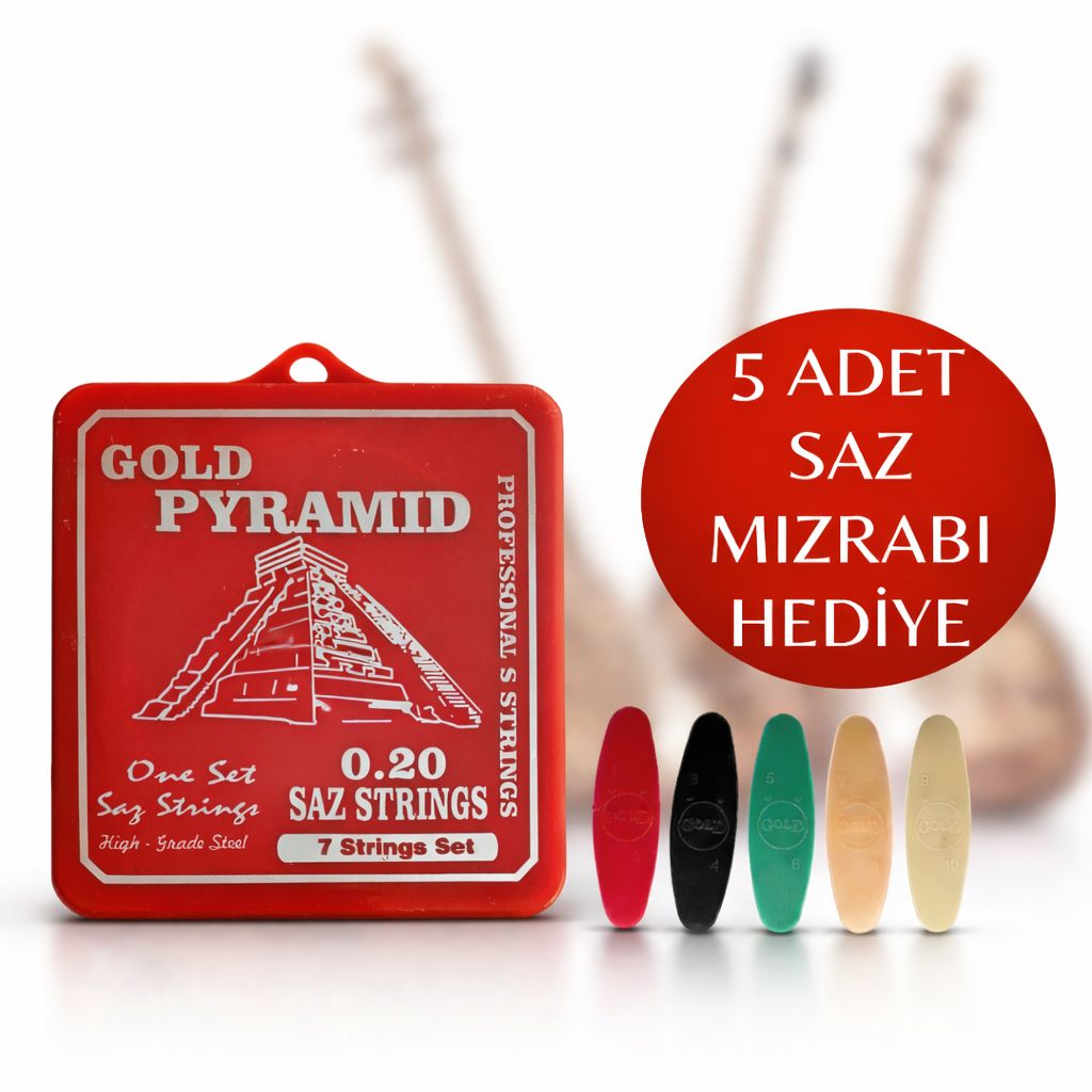 0.20 Uzun Sap Pyramıd Saz Teli  5 Adet Saz Mızrabı Hediye