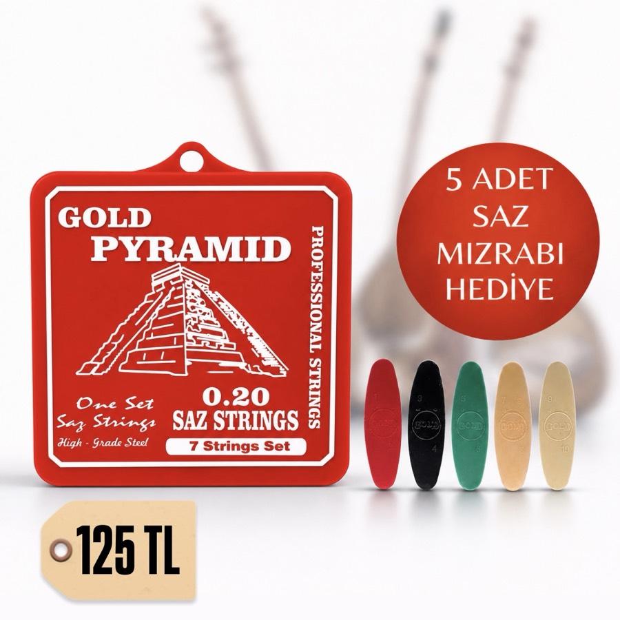 0.20 Uzun Sap Pyramid Saz Teli  5 Adet Saz Mızrabı Hediye