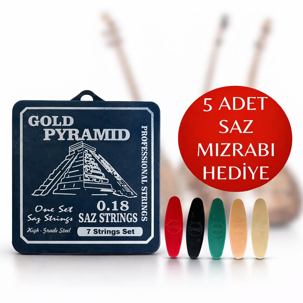 0.18 Kısa Sap Pyramıd Saz Teli  5 Adet Saz Mızrabı Hediye