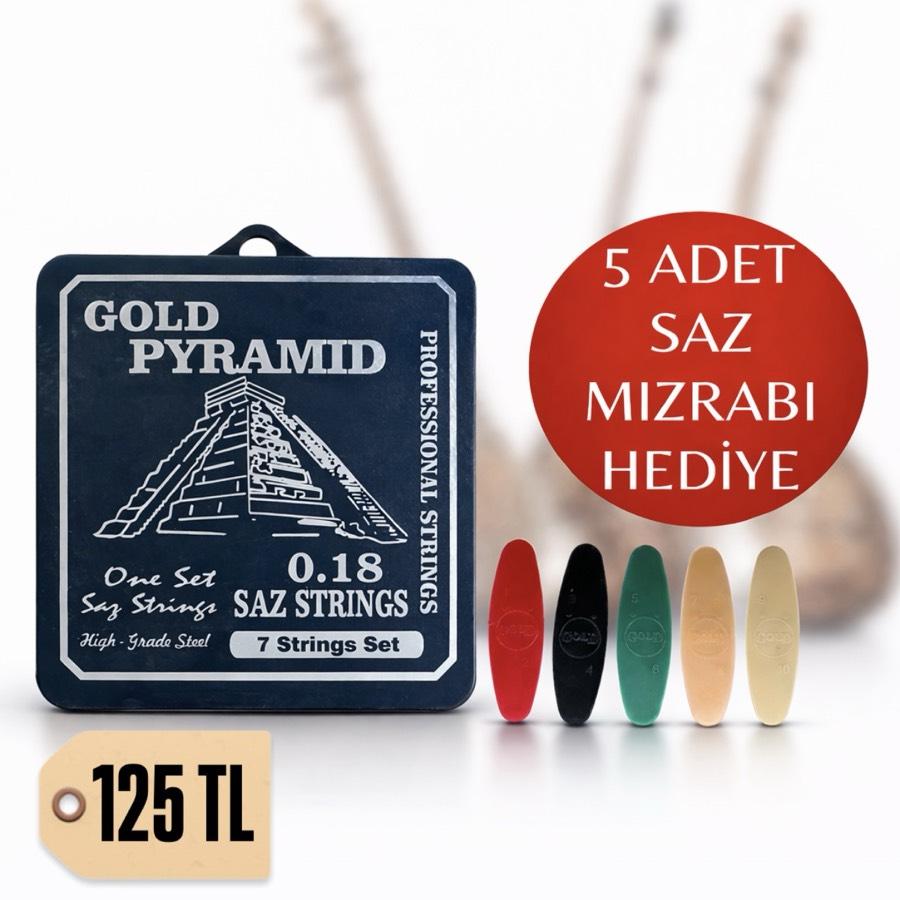 0.18 Kısa Sap Pyramid Saz Teli  5 Adet Saz Mızrabı Hediye