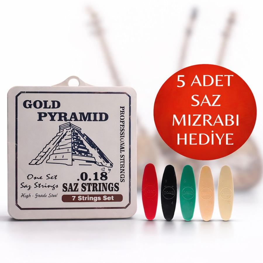 0.18 Kısa Sap Pyramıd Saz Teli  5 Adet Saz Mızrabı Hediye