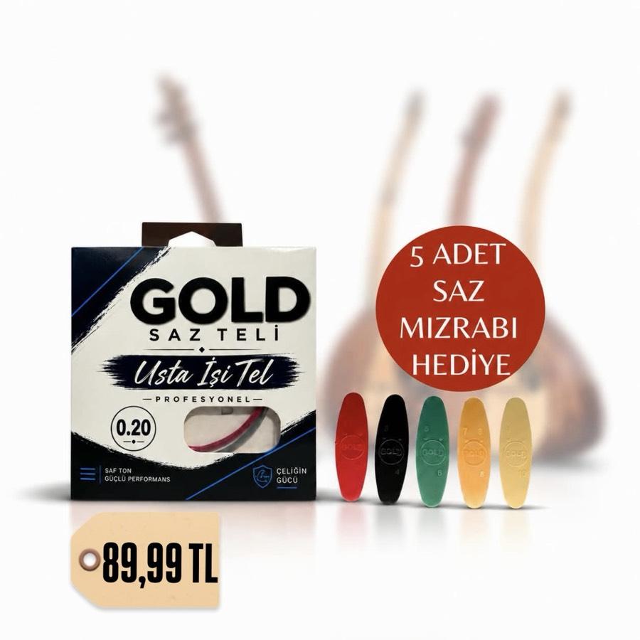 GOLD Kırmızı Bamlı 0.20 Saz Teli (Uzun Sap)