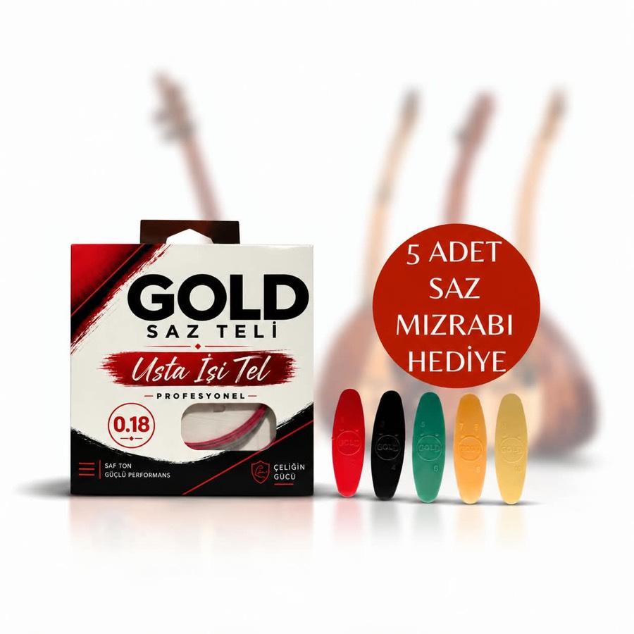 GOLD Kırmızı Bamlı 0.18 Saz Teli      (Kısa Sap)