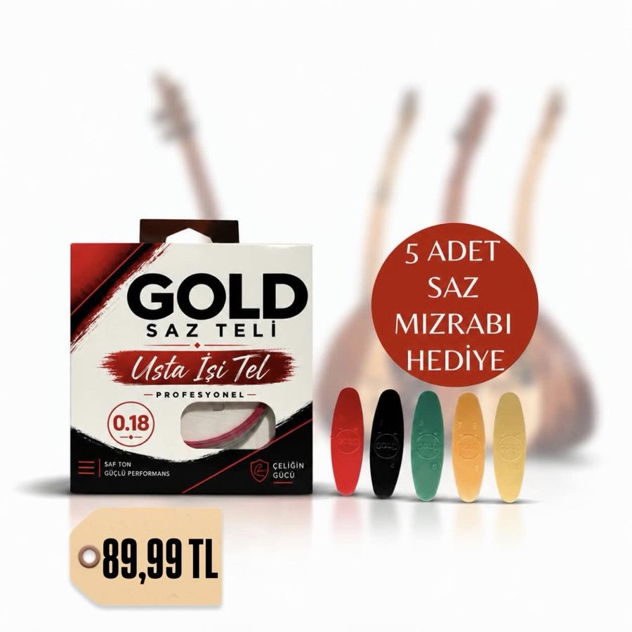 GOLD Kırmızı Bamlı 0.18 Saz Teli (Kısa Sap)
