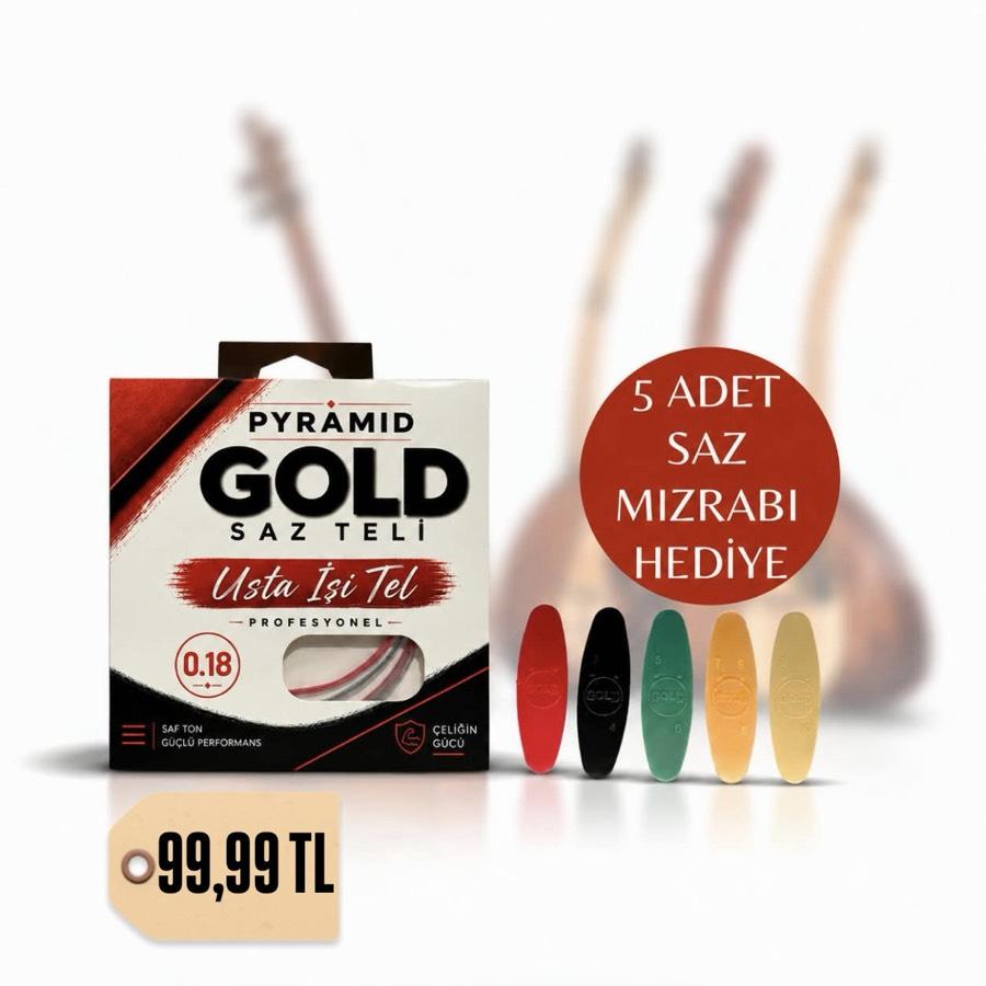 GOLD PYRAMID Kırmızı Bamlı 0.18 Saz Teli (Kısa Sap)